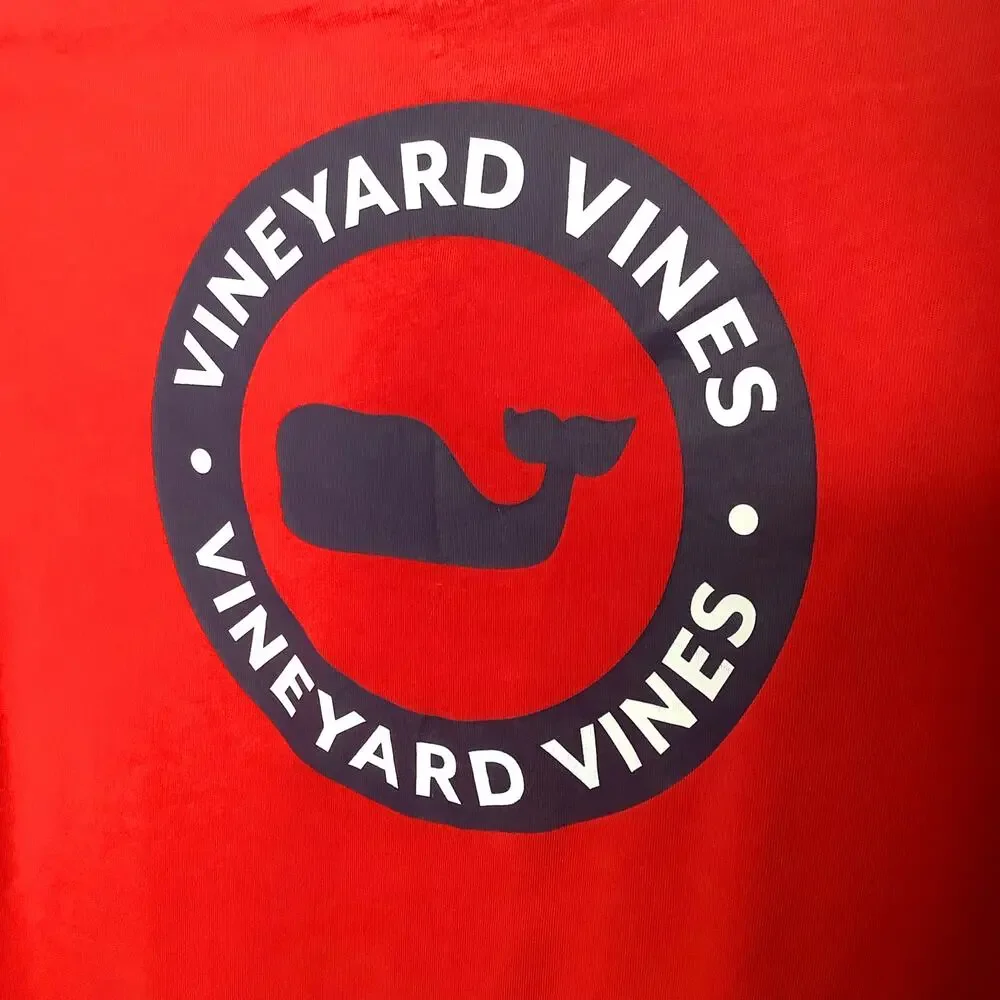 Vineyard Vines Red Long Sleeve Hooded Graphic T-Shirt Medium